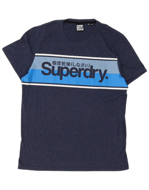 Tricou grafic Poplin Superdry pentru bărbați Top 2XL, albastru bleumarin, bloc de culoare