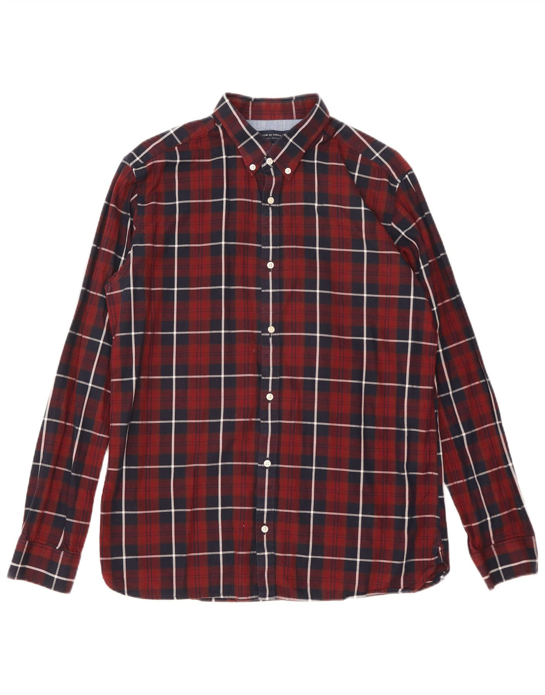 Cămașă pentru bărbați Jack & Jones XL, bumbac cu carouri burgundă