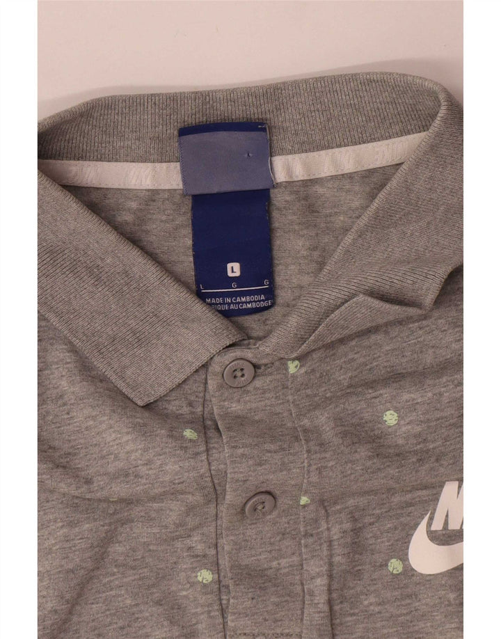 Tricou polo Nike pentru bărbați, mare, gri, bumbac cu buline