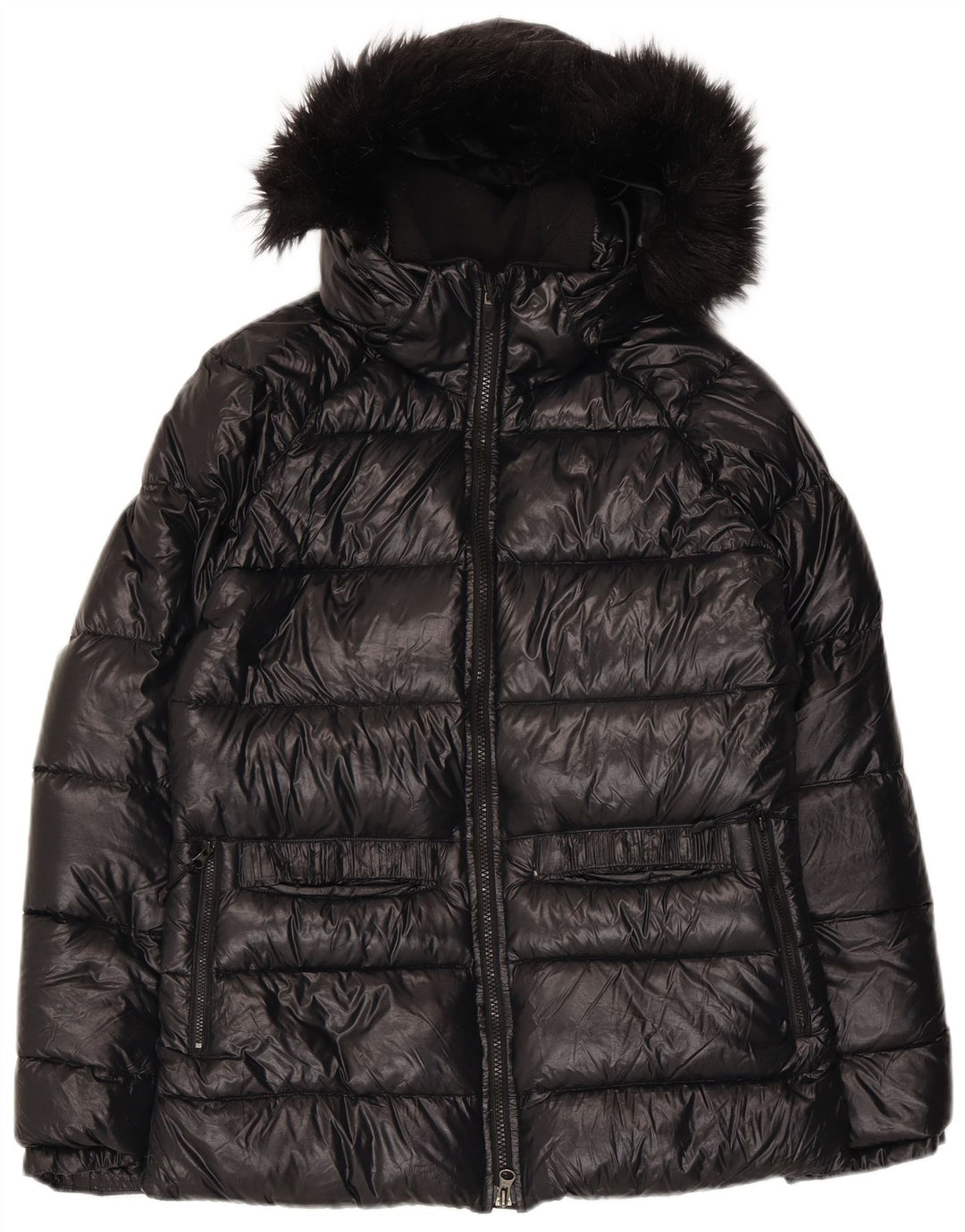 Jachetă căptușită cu glugă supradimensionată NIKE pentru femei UK 6/8 XS Nylon negru