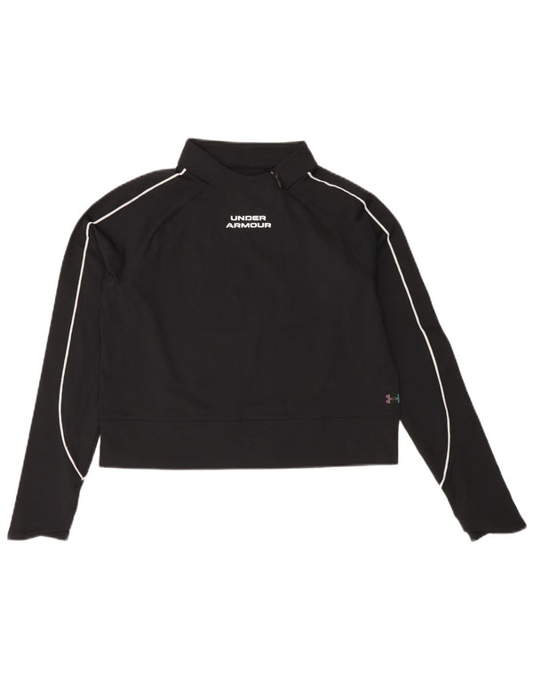 UNDER ARMOUR Womens Cold Gear Crop Sweatshirt Jumper UK 10 Small Black