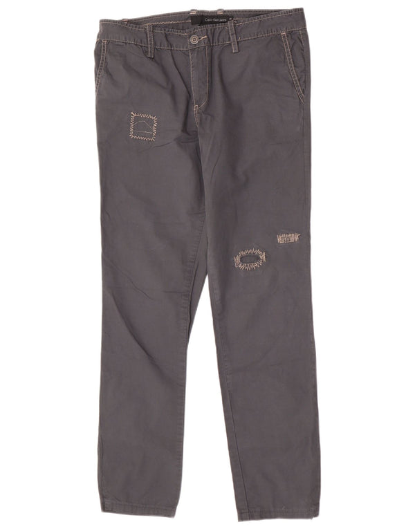 Pantaloni chino drepți Calvin Klein pentru femei W28 L29 gri
