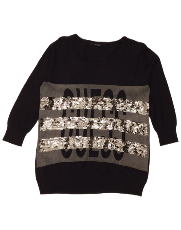 Pulover supradimensionat pentru femei Guess cu decolteu cu barcă, UK 6 XS, negru