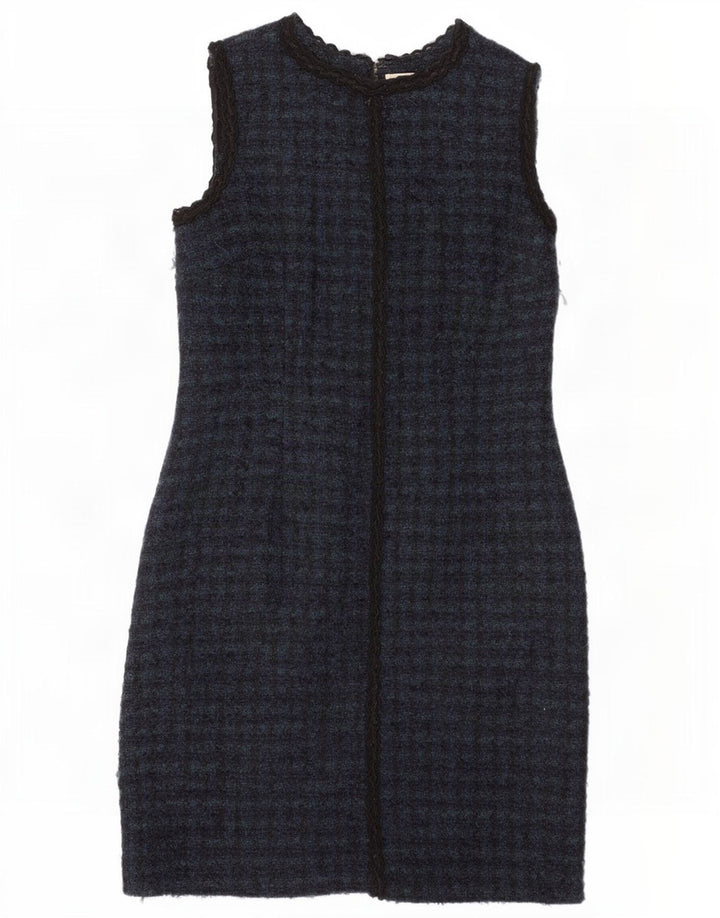 Rochie pentru femei Brora, fără mâneci, UK 14, lână mare bleumarin cu picior de gală