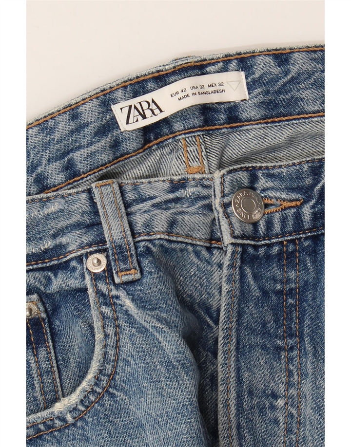 Blugi drepti pentru bărbați Zara EU 42 Large W32 L27 Albastru