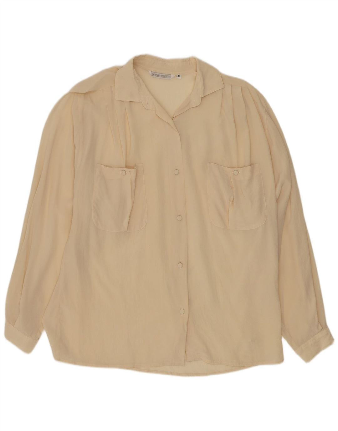 Bluză de cămașă vintage pentru femei IT 44 Medium din mătase alb