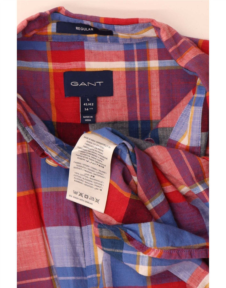 Gant Mens Regular Fit Shirt Size 41/42 16 1/2 Large Multicoloured Check