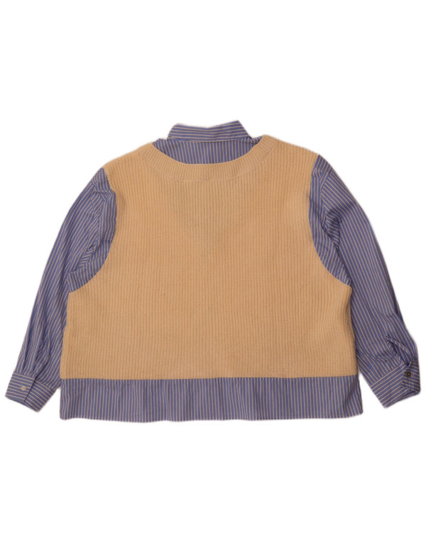 Cămașă de vestă supradimensionată pentru femei Zara UK 6 XS Bej cu dungi acrilice Modern