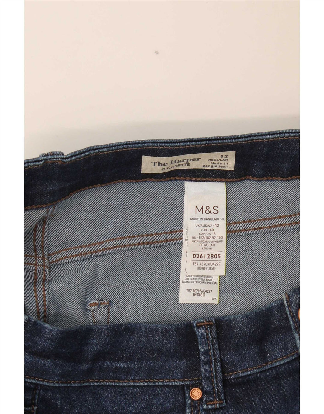 Blugi drepti The Harper pentru femei Marks & Spencer UK 12 Medium W30 L27 Albastru
