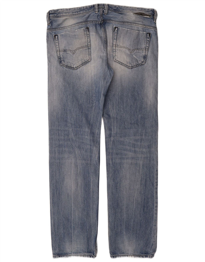 Blugi Distressed drepte pentru bărbați Diesel W36 L34 Bumbac albastru