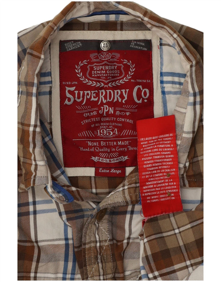 Cămașă de flanel pentru bărbați Superdry XL, bumbac cu carouri maro