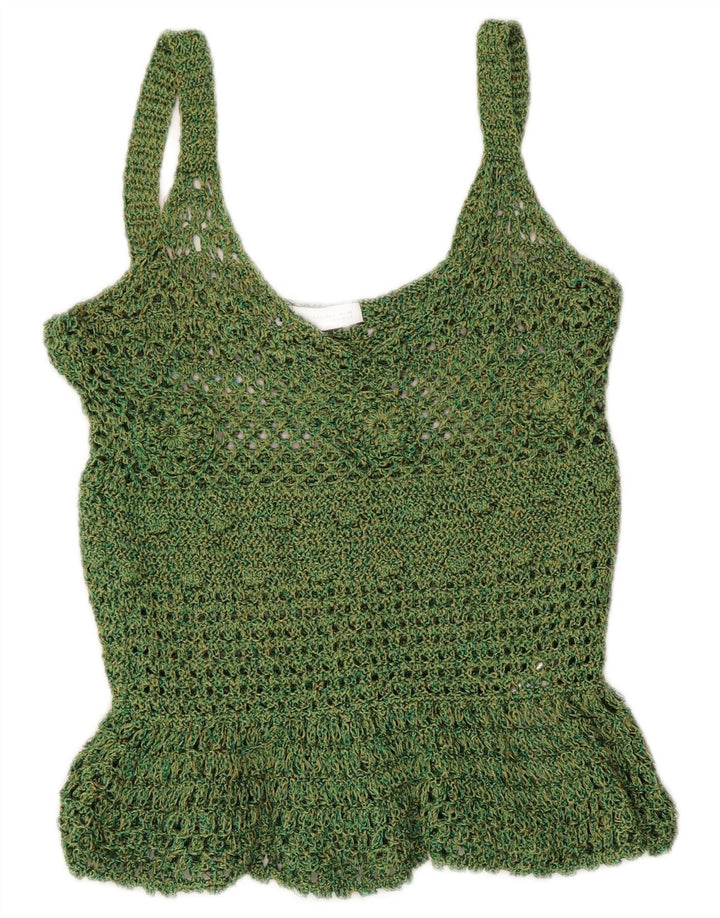 Top cu croșetat Zara pentru femei UK 8 Small Green Poliester
