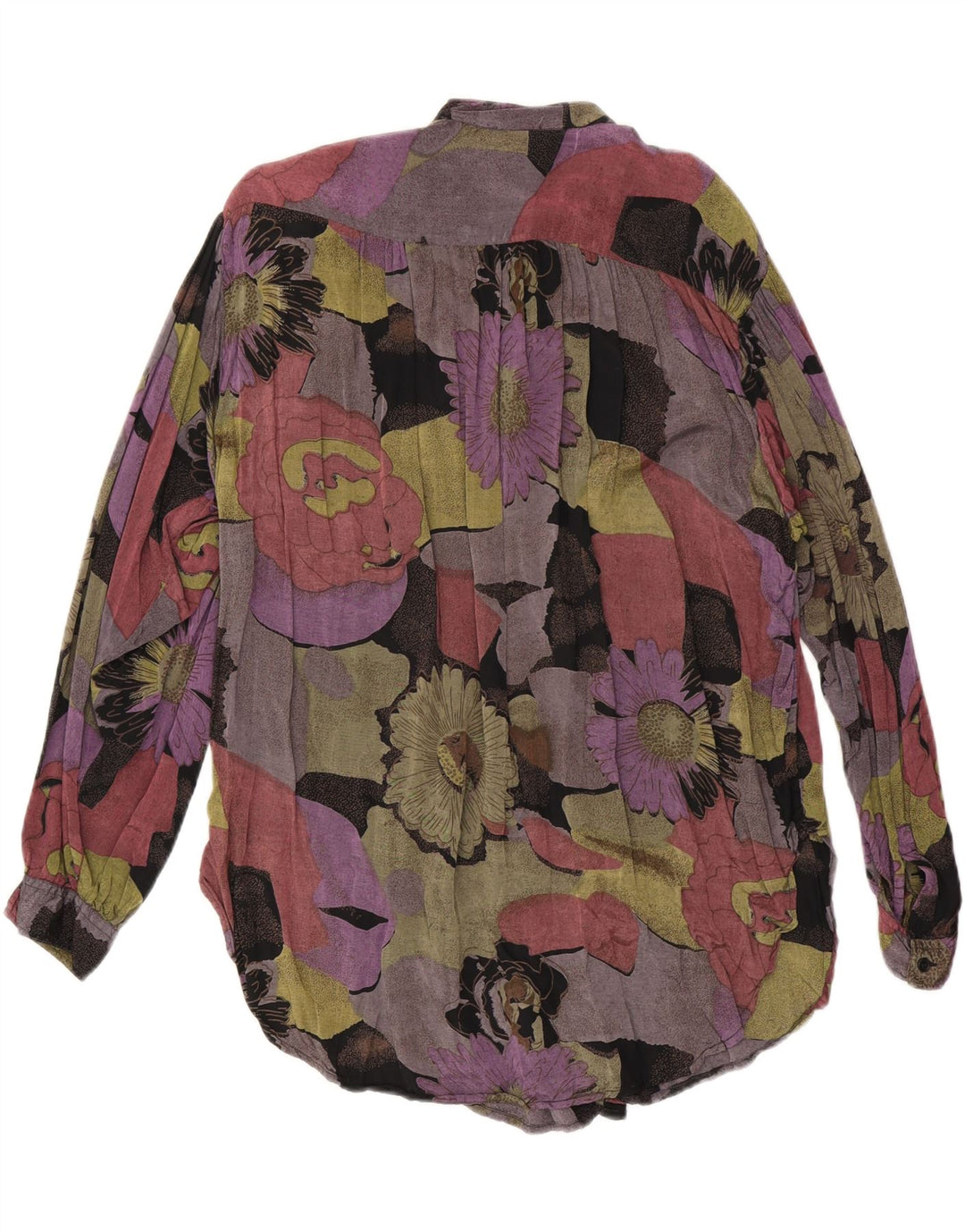 Bluză cămașă cu paragate VINTAGE pentru femei EU 36/38 Medium Multicolor Floral