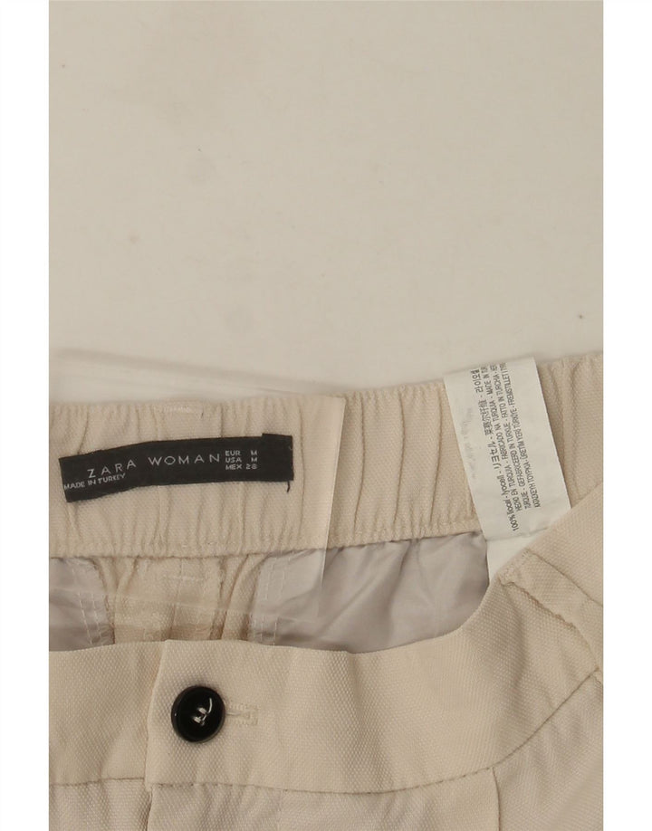 Pantaloni Capri pentru femei ZARA Mediu W28 L22 Bej Lyocell