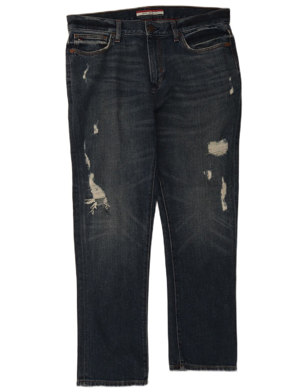 Blugi drepți învechiți pentru bărbați Tommy Hilfiger L34 L30 Bumbac albastru