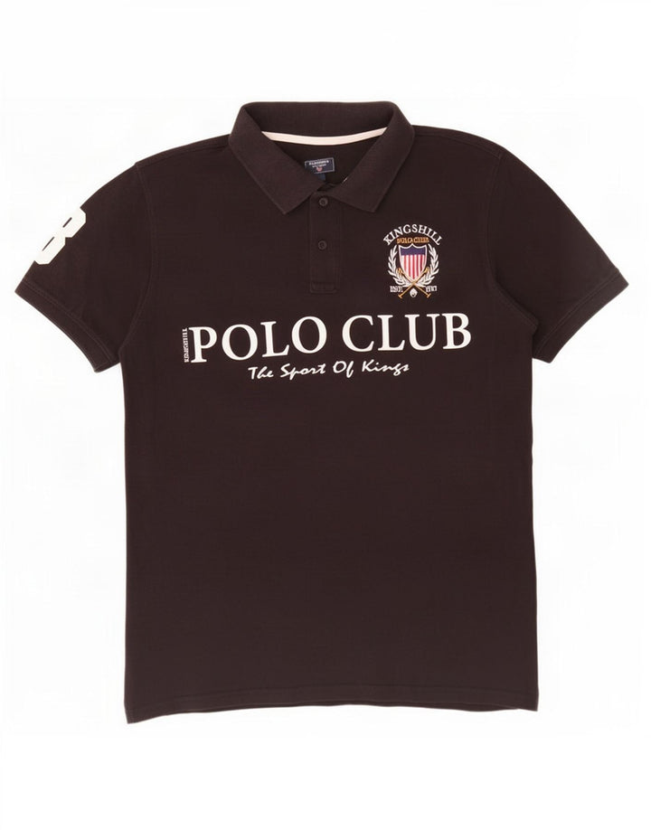 Tricou polo vintage pentru bărbați, mare, negru, bumbac