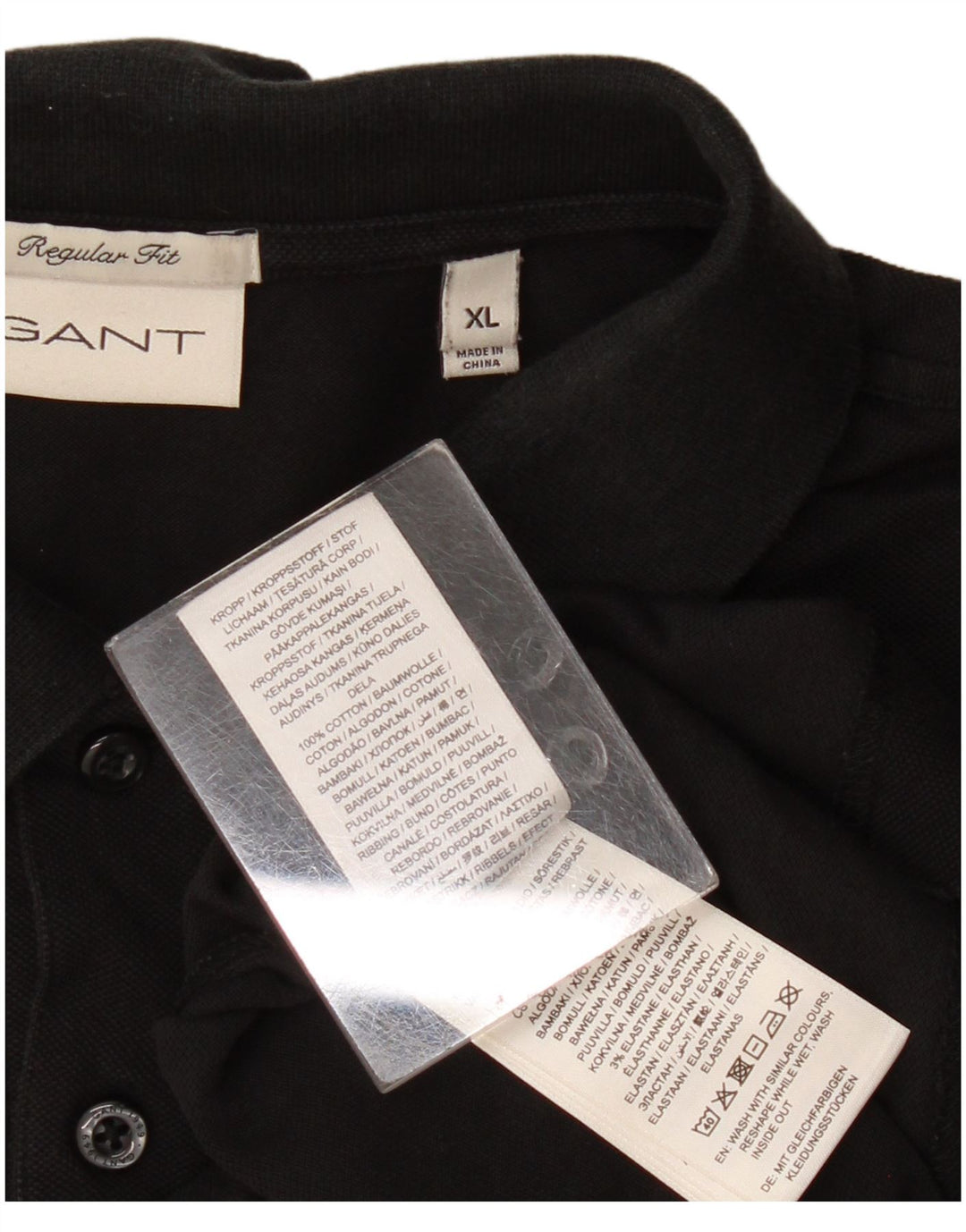 Cămașă polo Gant pentru bărbați, cu formă regulată, XL, bumbac negru