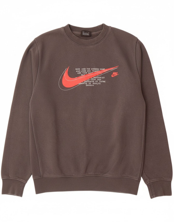 NIKE Mens Graphic Sweatshirt Jumper Small Grey Cotton