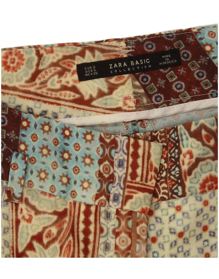 Pantaloni drepti pentru femei cu talie înaltă Zara Mici L28 L31 Bej Mozaic