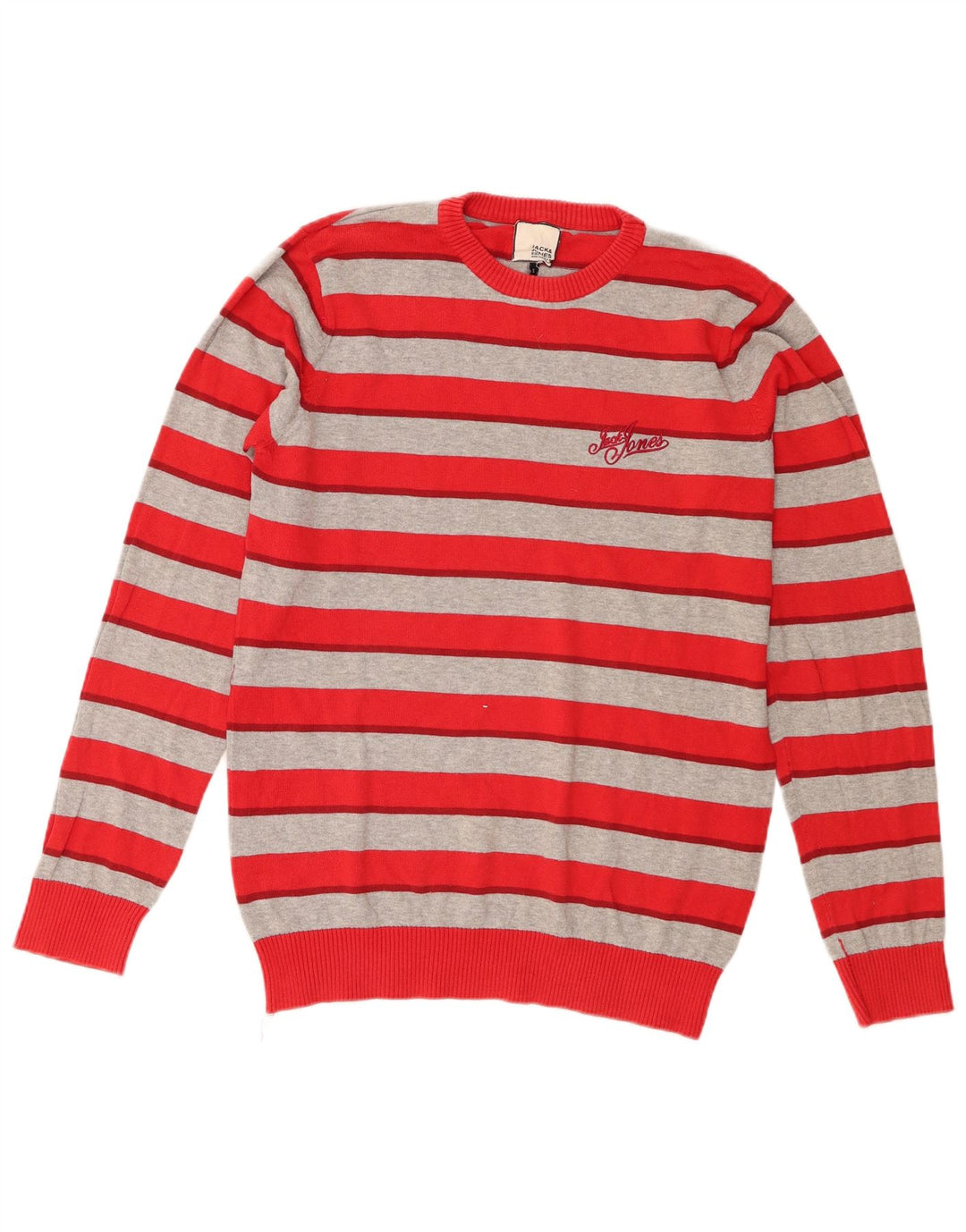 Pulover Jack & Jones pentru bărbați, cu tăiere obișnuită, cu gât roșu mic, cu dungi