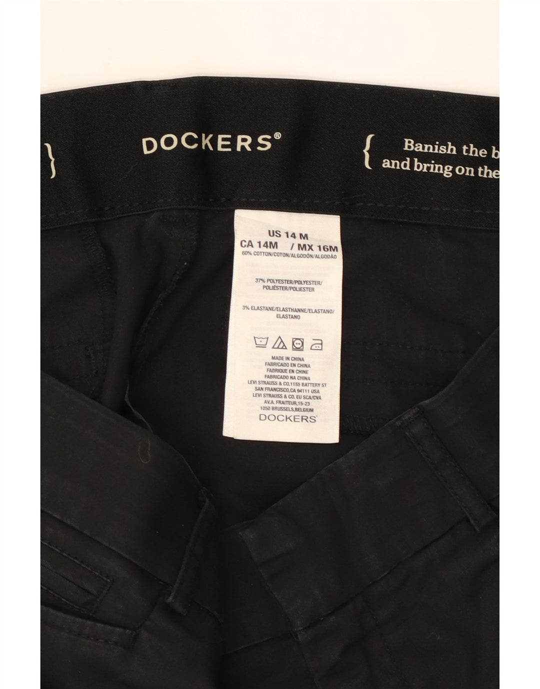 DOCKERS Womens Casual Trousers US 14 XL W34 L31 Black Polyester Vintage Dockers and Second-Hand Dockers from Messina Hembry 