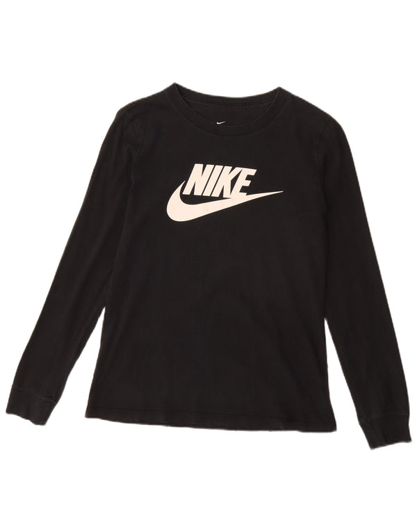 Top grafic pentru femei NIKE cu mânecă lungă UK 10 Small Black