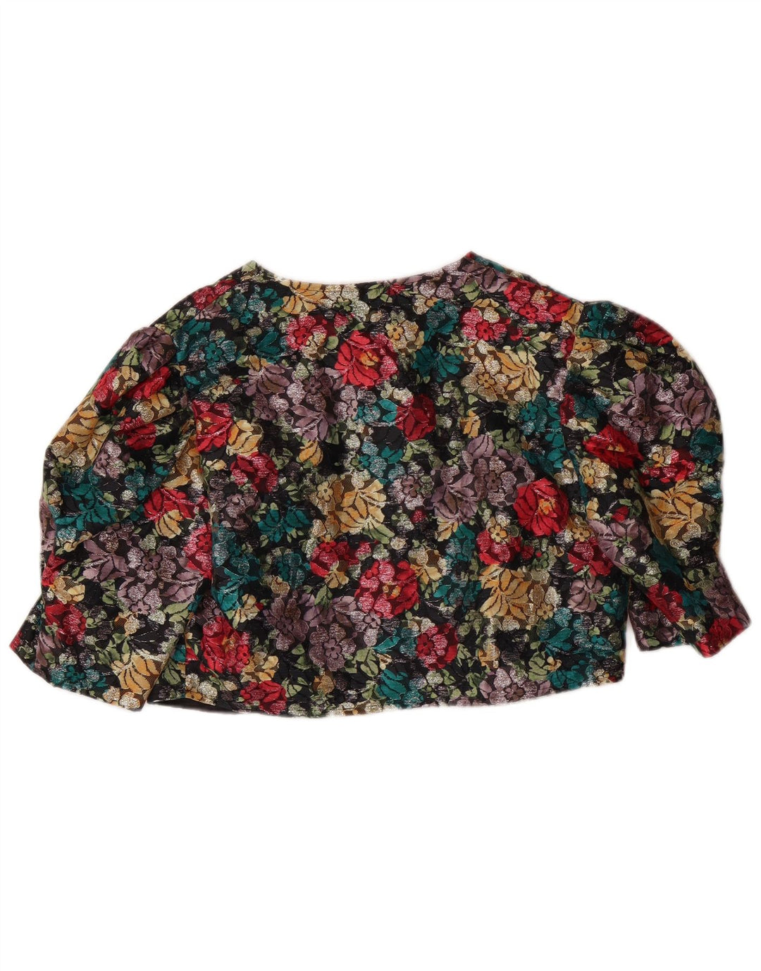 Jachetă Bolero pentru femei VINTAGE cu mâneci 3/4 UK 14 Medium Multicolor Floral