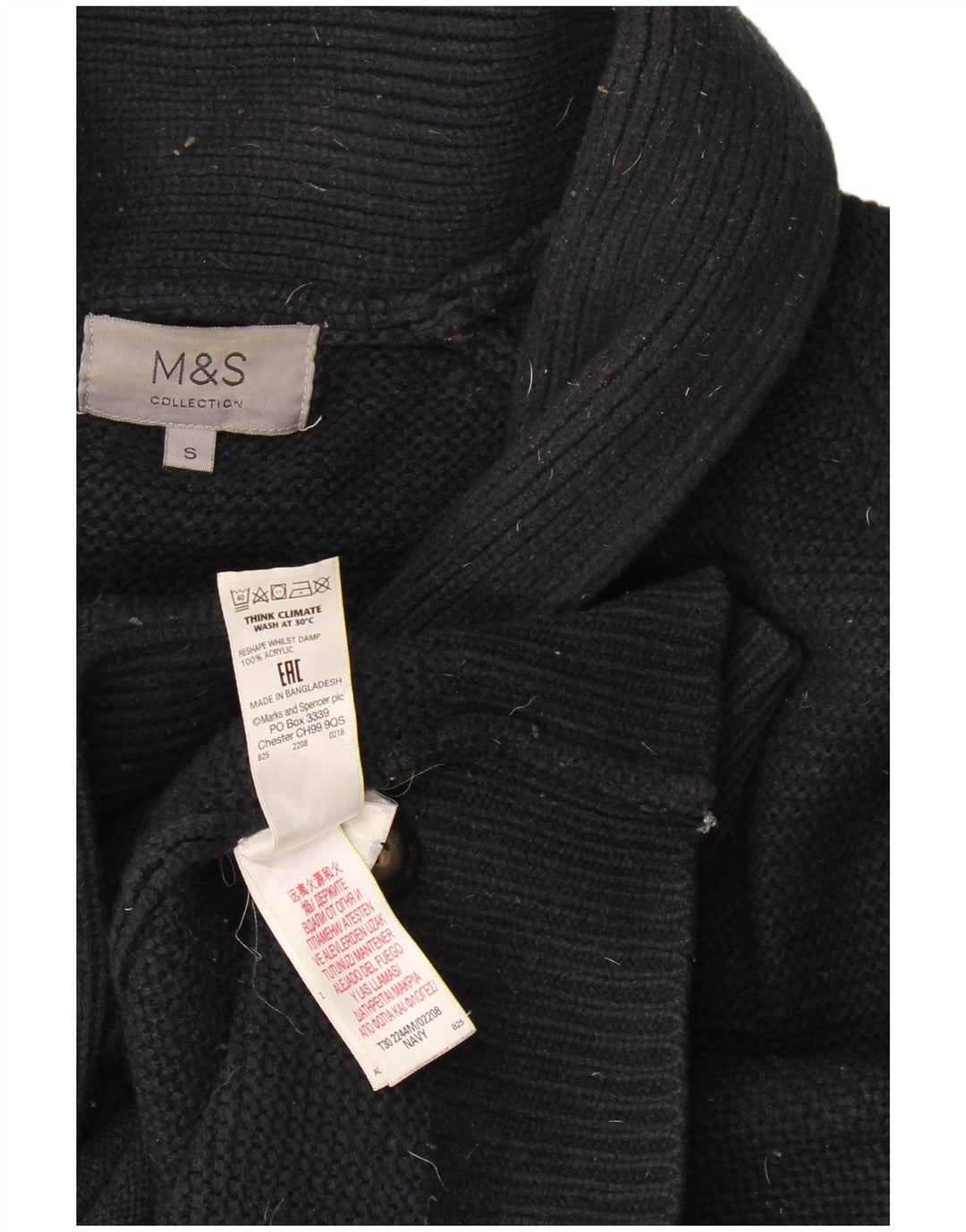 Pulover cardigan pentru bărbați Marks & Spencer, acrilic, albastru marin mic