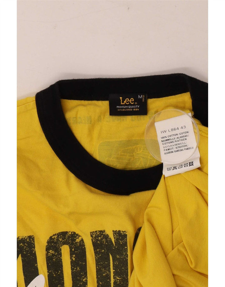 Top grafic pentru bărbați Lee, cu mânecă lungă, galben mediu, bumbac bloc de culoare
