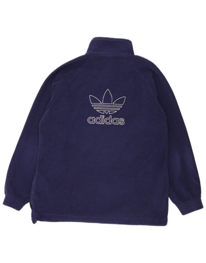 Pulover pentru bărbați Adidas, cu grafic, cu fermoar și gât, din fleece, mare, albastru, poliester