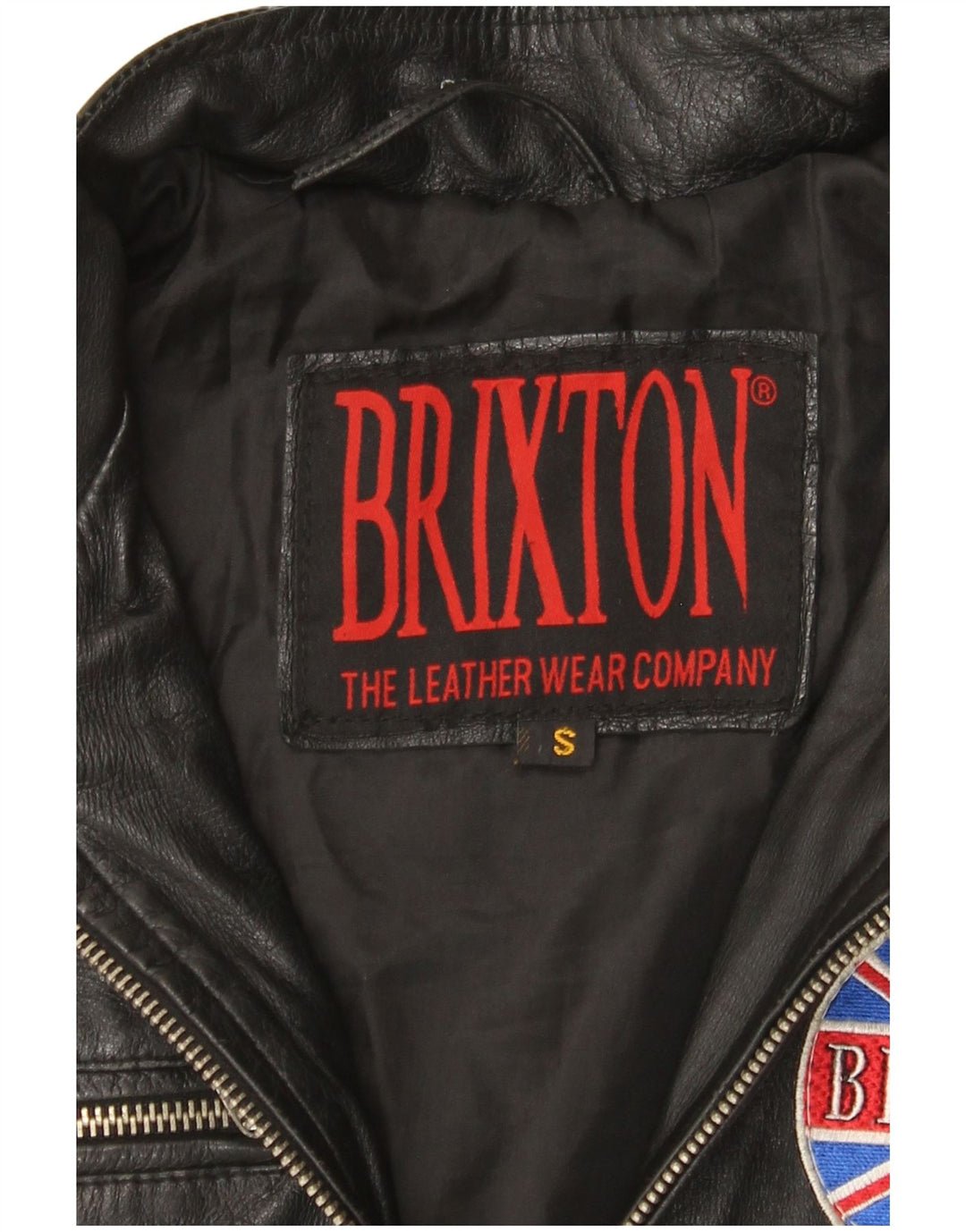 BRIXTON Jachetă de piele pentru femei UK 10 Mică, neagră, color block