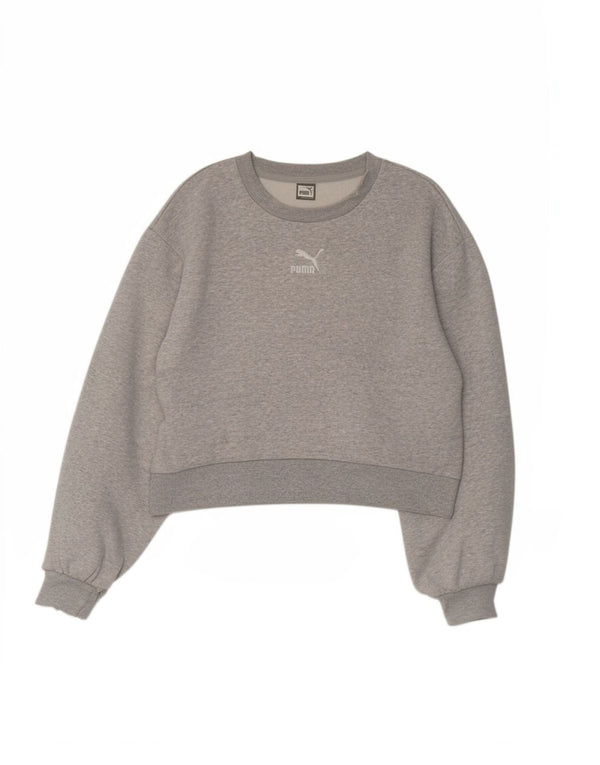 Puma Crop Graphic Hanorac Jumper UK 10 Small Gri Sport