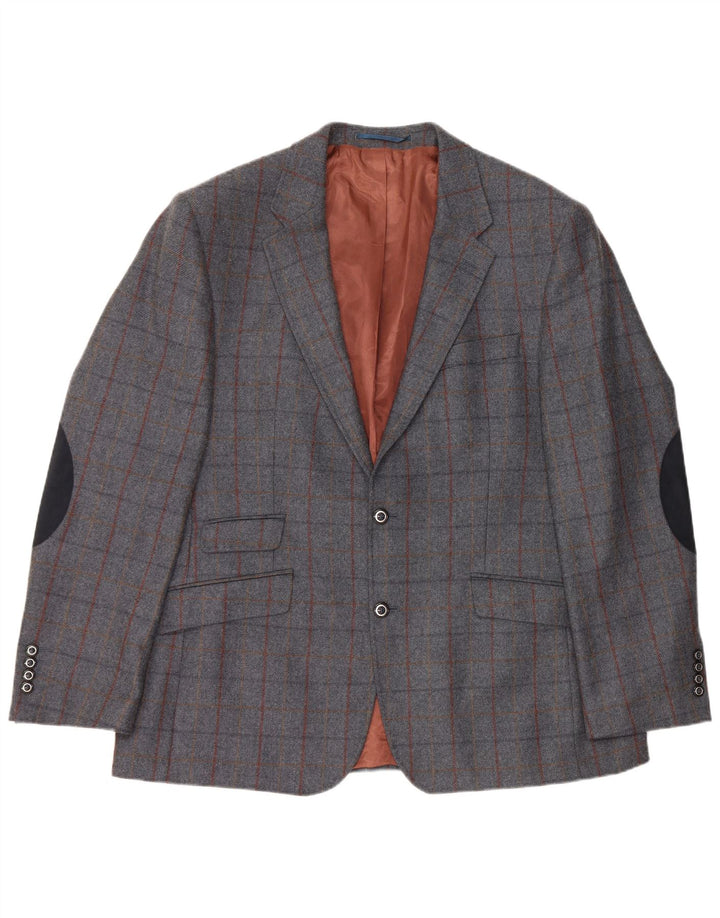 Sacou Woolrich pentru bărbați cu 2 nasturi, UK 48 4XL, lână cu carouri gri