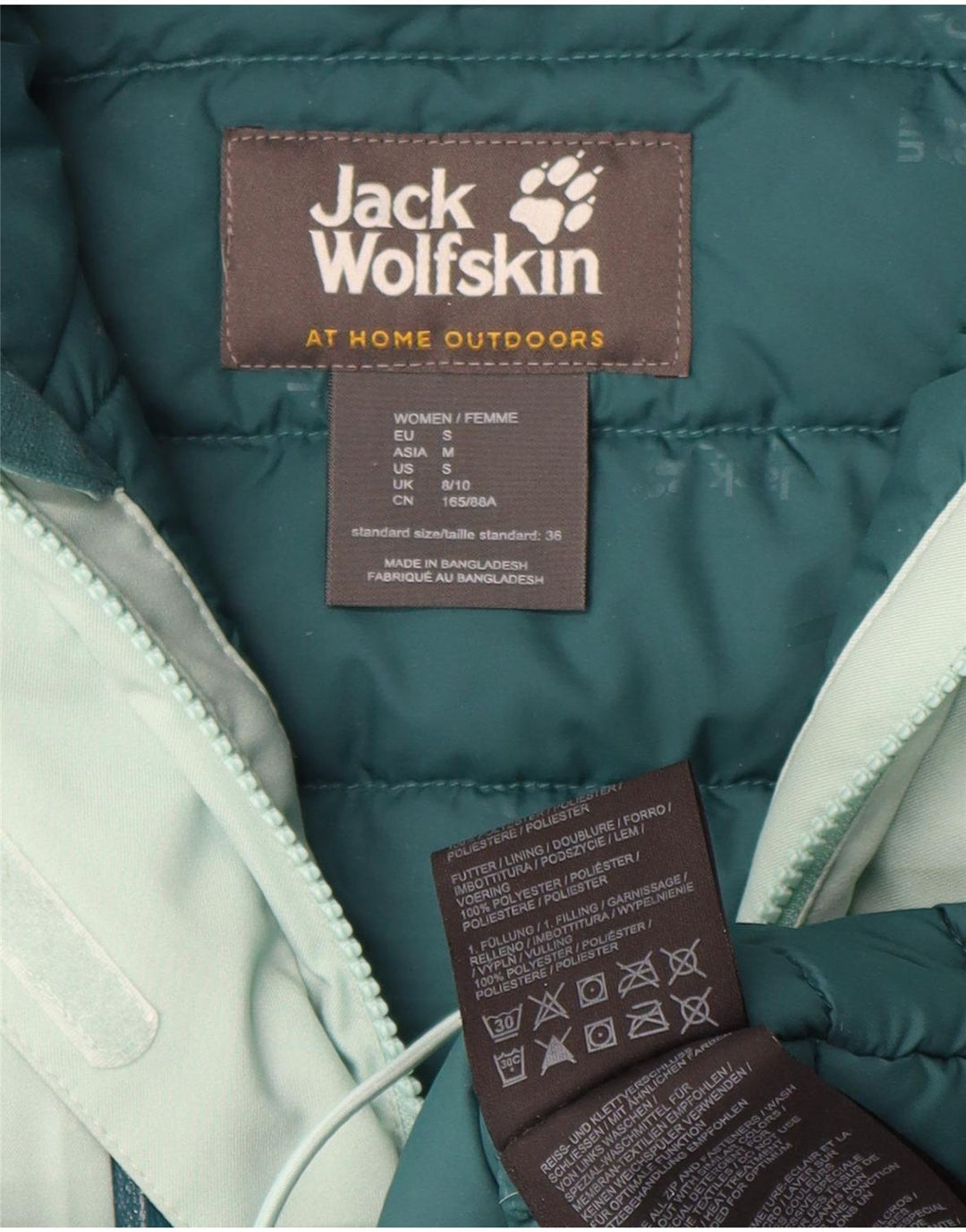 Jack Wolfskin Jachetă căptușită supradimensionată cu glugă pentru femei UK 8/10 Small Green