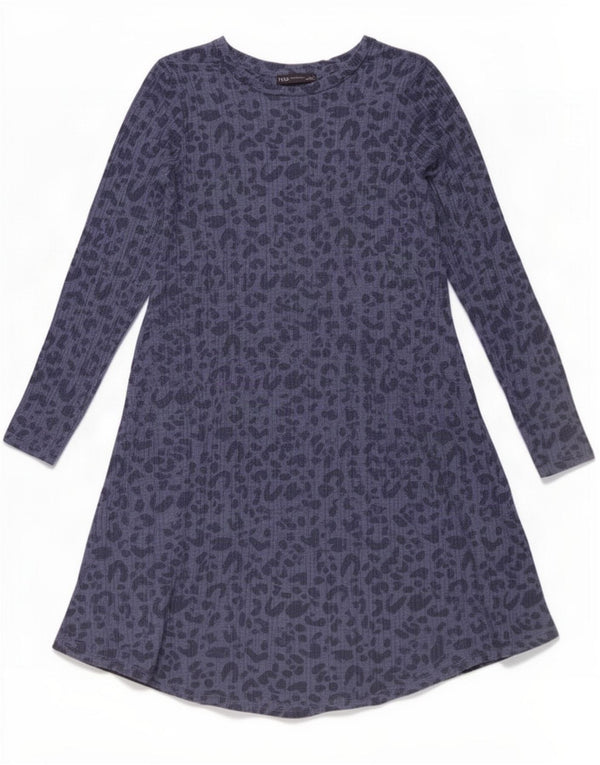 Marks & Spencer Womens A-Line Dress UK 14 Medium Navy Blue Animal Print