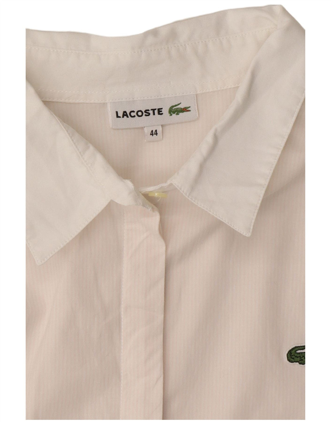 LACOSTE Womens Shirt Size 44 Large Pink Pinstripe