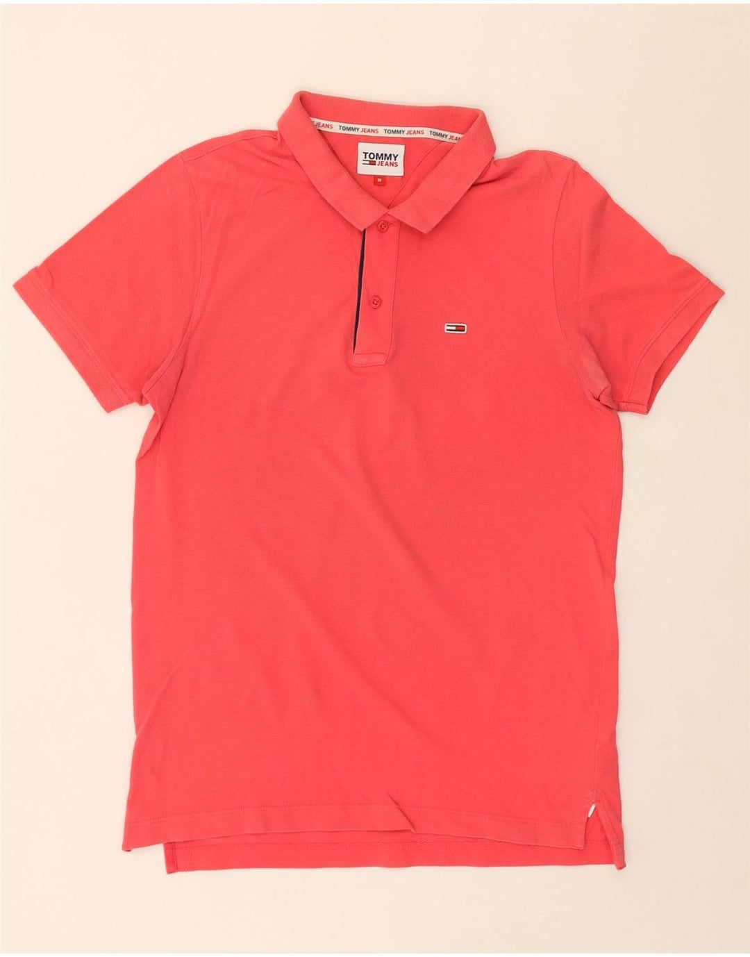 TOMMY HILFIGER Mens Polo Shirt Medium Pink Cotton Vintage Tommy Hilfiger and Second-Hand Tommy Hilfiger from Messina Hembry 