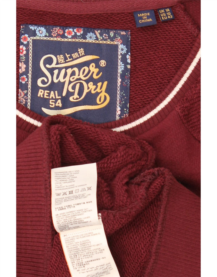 Pulover supradimensionat cu grafic Superdry pentru femei UK 14 Maroon mare