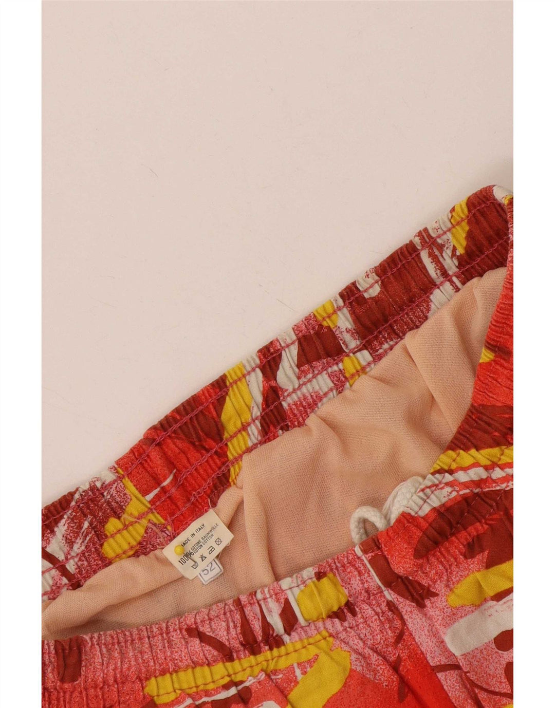 Pantaloni scurți de înot vintage pentru bărbați cu model abstract IT 52 XL bumbac roșu