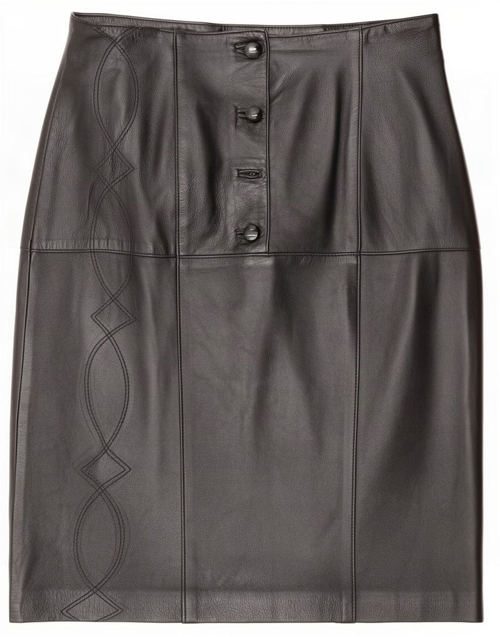 Bizzarro Womens Leather Skirt IT 46 Large W32 Black