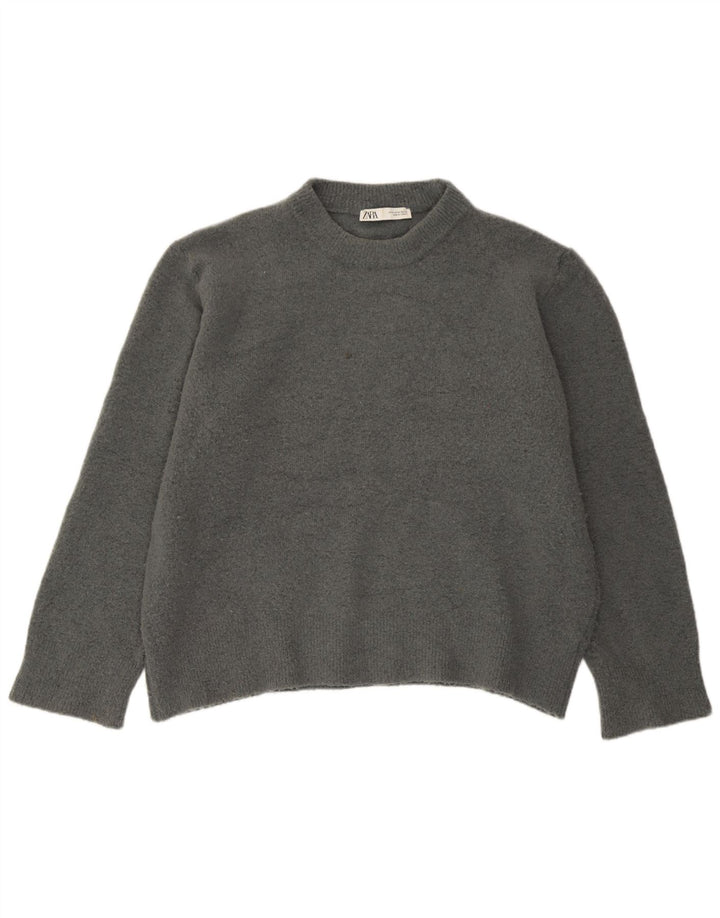 Pulover supradimensionat pentru femei Zara, cu gâtul turn, UK 14 Medium Gri Acrilic