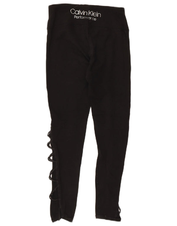 CALVIN KLEIN Leggings cu grafică pentru femei UK 10 Small Black Bumbac