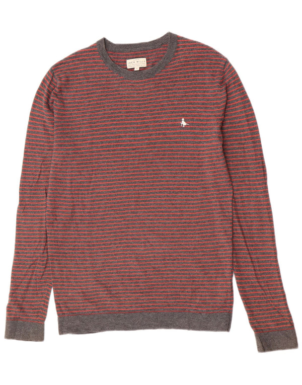 Pulover Jack Wills pentru bărbați cu gât roșu XS bumbac cu dungi gri