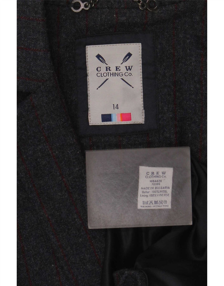 Crew Clothing Jachetă cu 2 nasturi pentru femei UK 14 Lână mare, gri cu dungi
