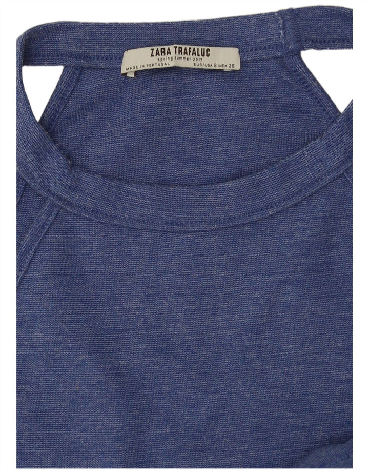 Zara Womens Crop Halter Top UK 10 Small Blue