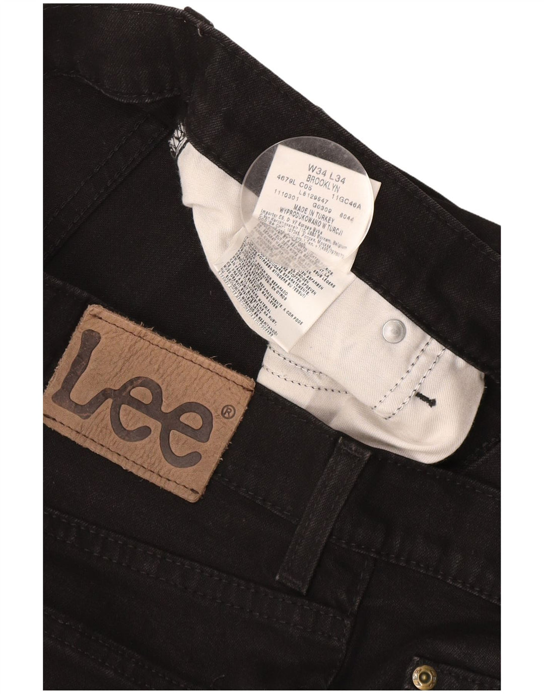 Blugi Lee Brooklyn Straight pentru bărbați W34 L30, bumbac negru