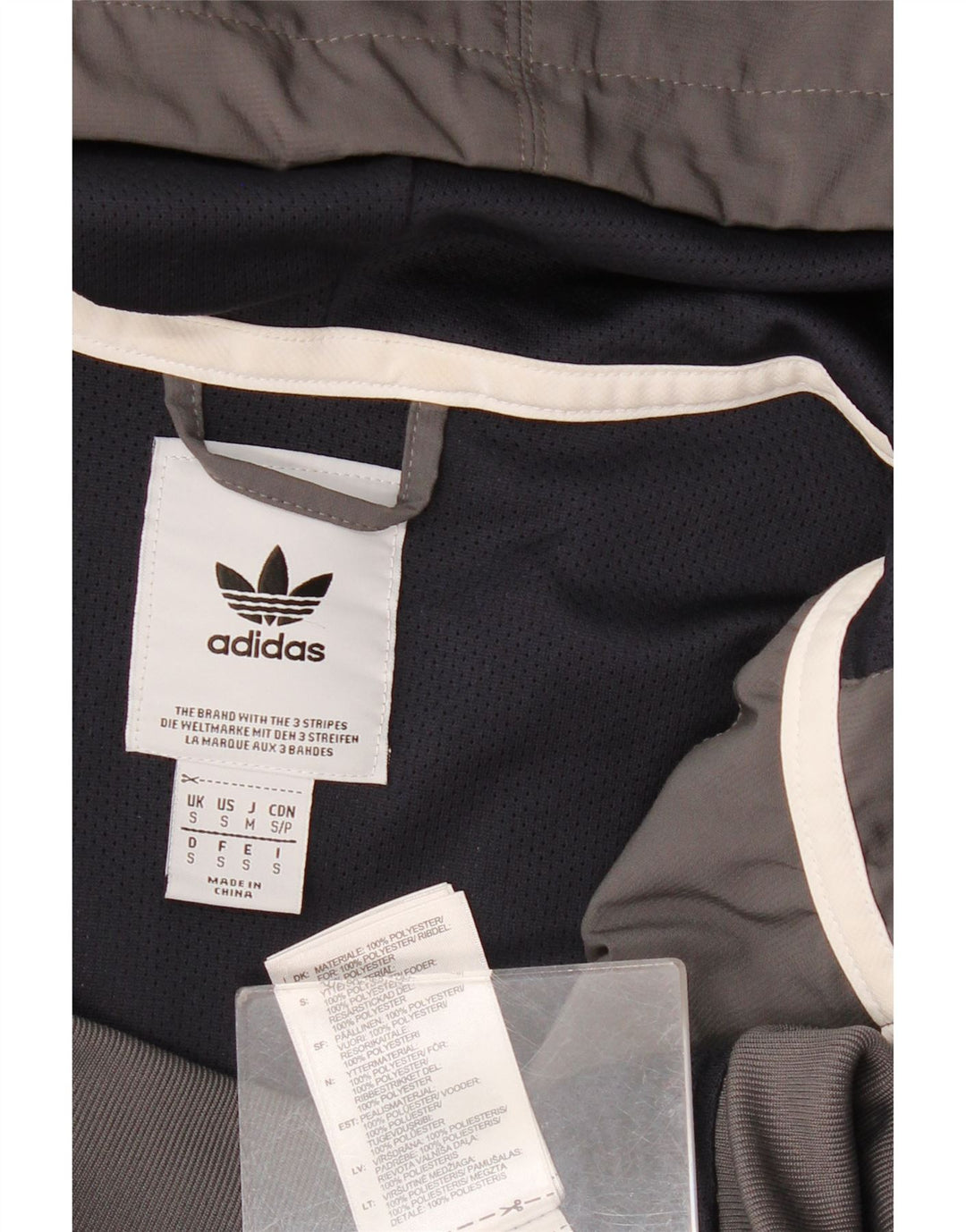 Jachetă Anorak cu glugă pentru bărbați Adidas UK 36, Gri mic, poliester color bloc