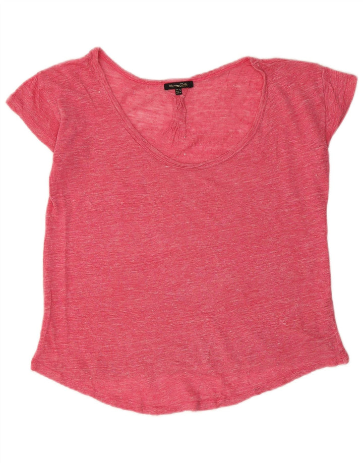 Massimo Dutti Tricou pentru femei Top UK 14 Medium Pink Flecked