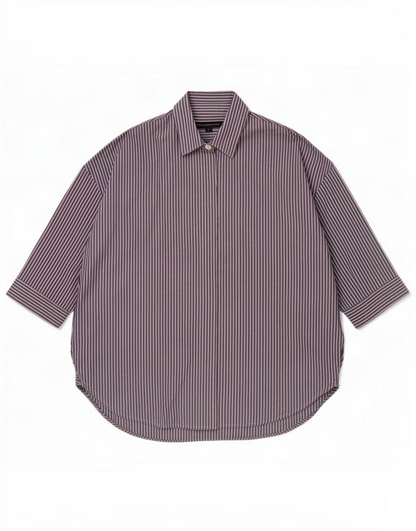 French Connection Womens Pullover Shirt UK 14 Medium Blue Pinstripe