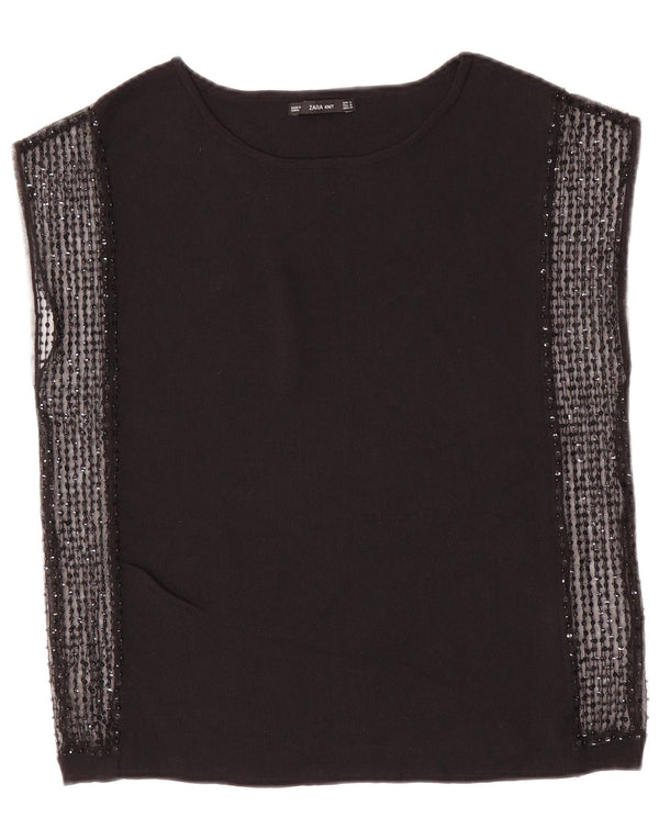 Bluză fără mâneci pentru femei Zara UK 12 Medium Black
